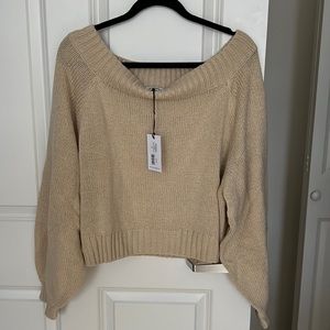 WeWoreWhat, off the shoulder sweater, Cream, small